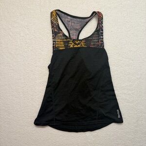 REEBOK Women's Racerback Tank Size Small  Black Multi Color Geometric